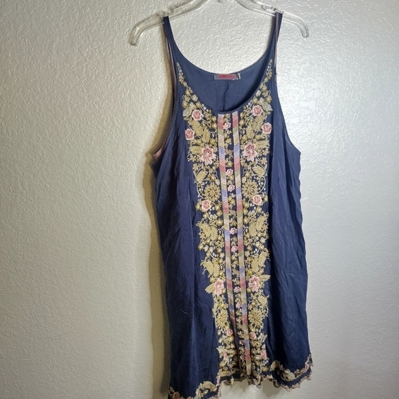 Johnny was embroidered boho sleeveless tank mini dress sz L - Picture 2 of 8